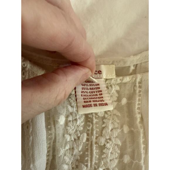 SUNDANCE Anthropologie M Lace Sheer Tunic Top Cream Boho Chic Cottagecore Retro - Picture 7 of 10